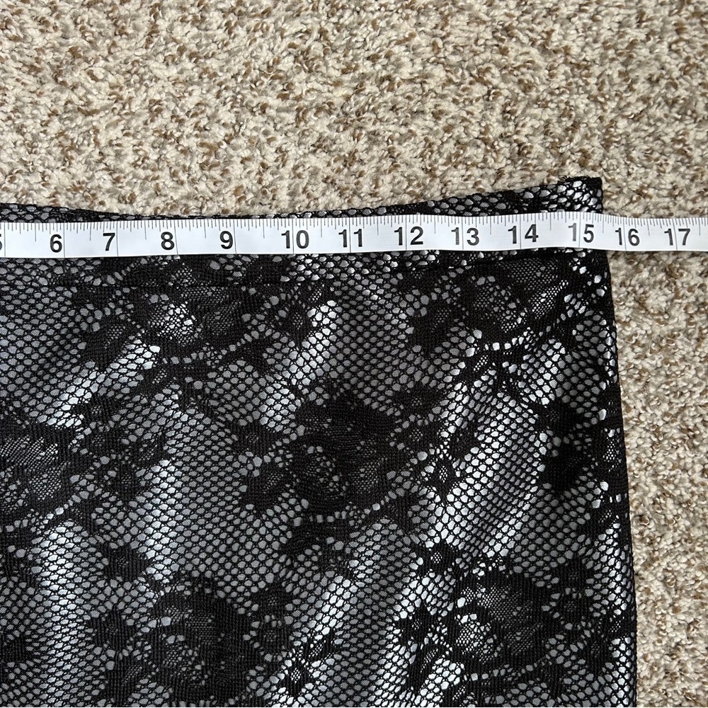 🦋The Limited Black Silver Lace A-Line Mini Pencil Skirt Size 8 Formal Party NYE - Picture 7 of 8